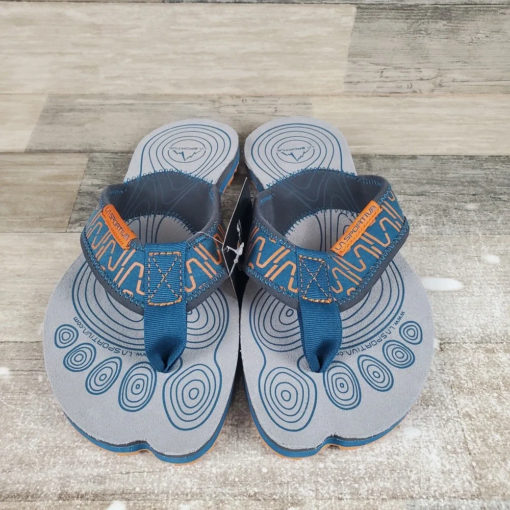 La Sportiva Mens Swing Sandals Sz 7.5 Space Blue Maple Slip On Flip Flops Thong